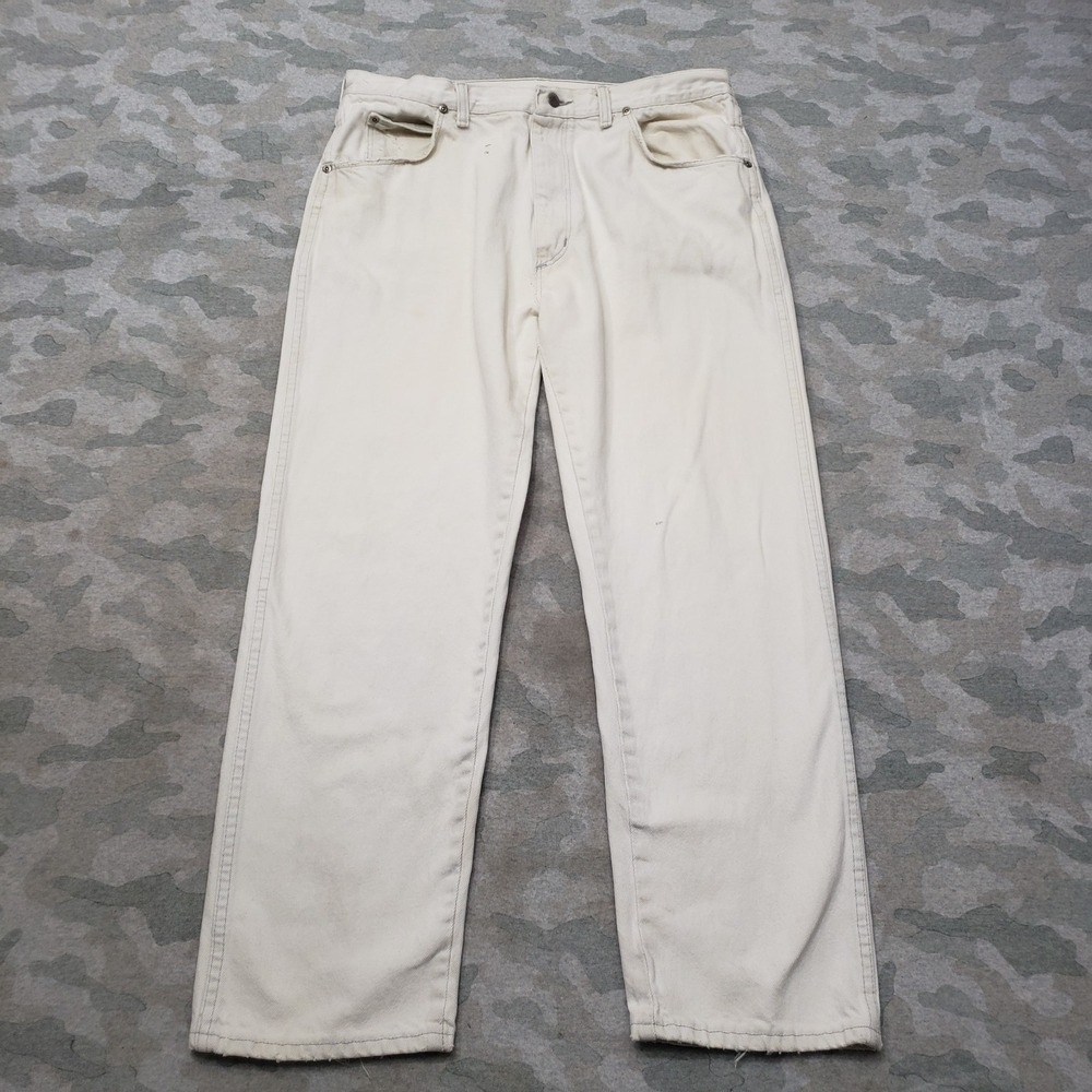 Vintage Wrangler‎ Jeans Mens 38x30 White Stright Leg Cowboy Cut Denim